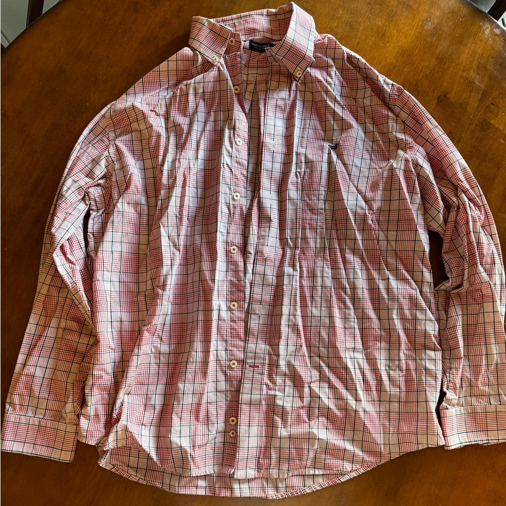 Southern Marsh Red and White Plaid Button Down Shirt